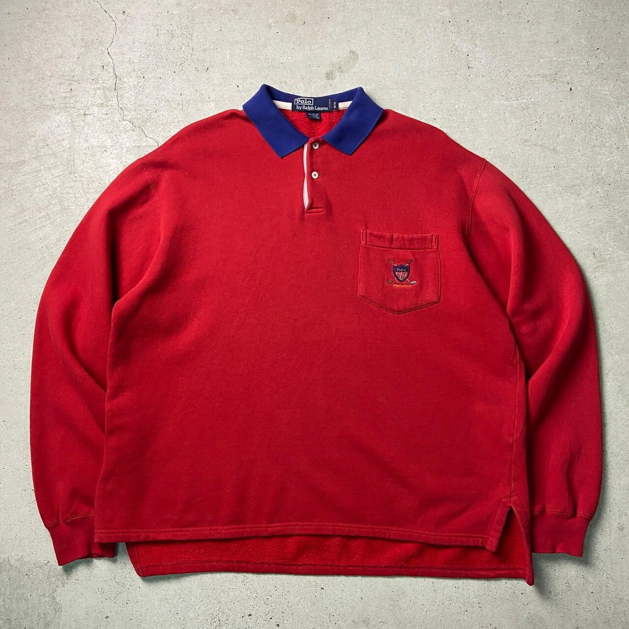 【希少デザイン】90sポロバイラルフローレン刺繍ワンポイントチェックスウェット 90年代 Polo by Ralph Lauren ポロバイラルフローレン スウェット