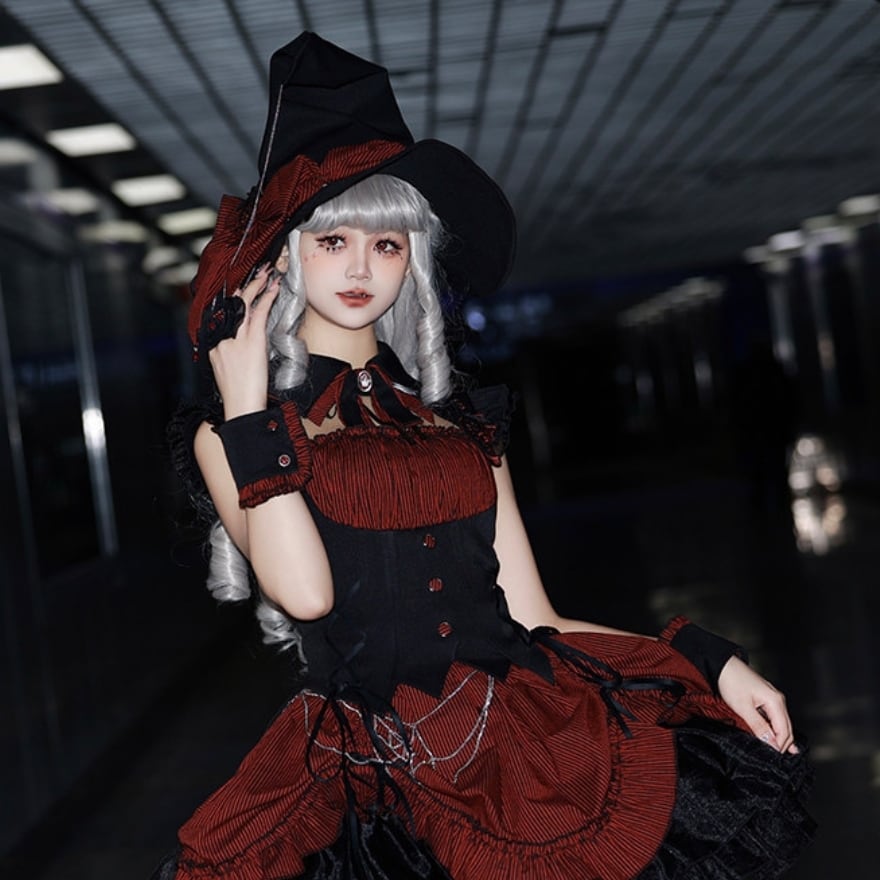 ゴスロリ 三角帽子×ヘッドドレス 魔女テーマ 撮影会向け｜WithU
