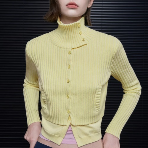 フェイクレイヤードリブニットトップス ・21069