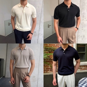 ニットポロシャツ