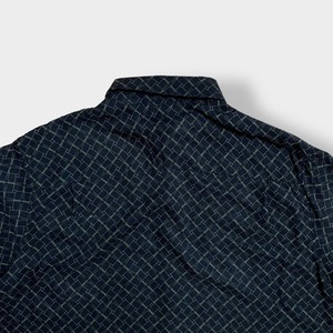 【AXIST】半袖シャツ 黒 柄シャツ レーヨン XL ビッグサイズ US古着