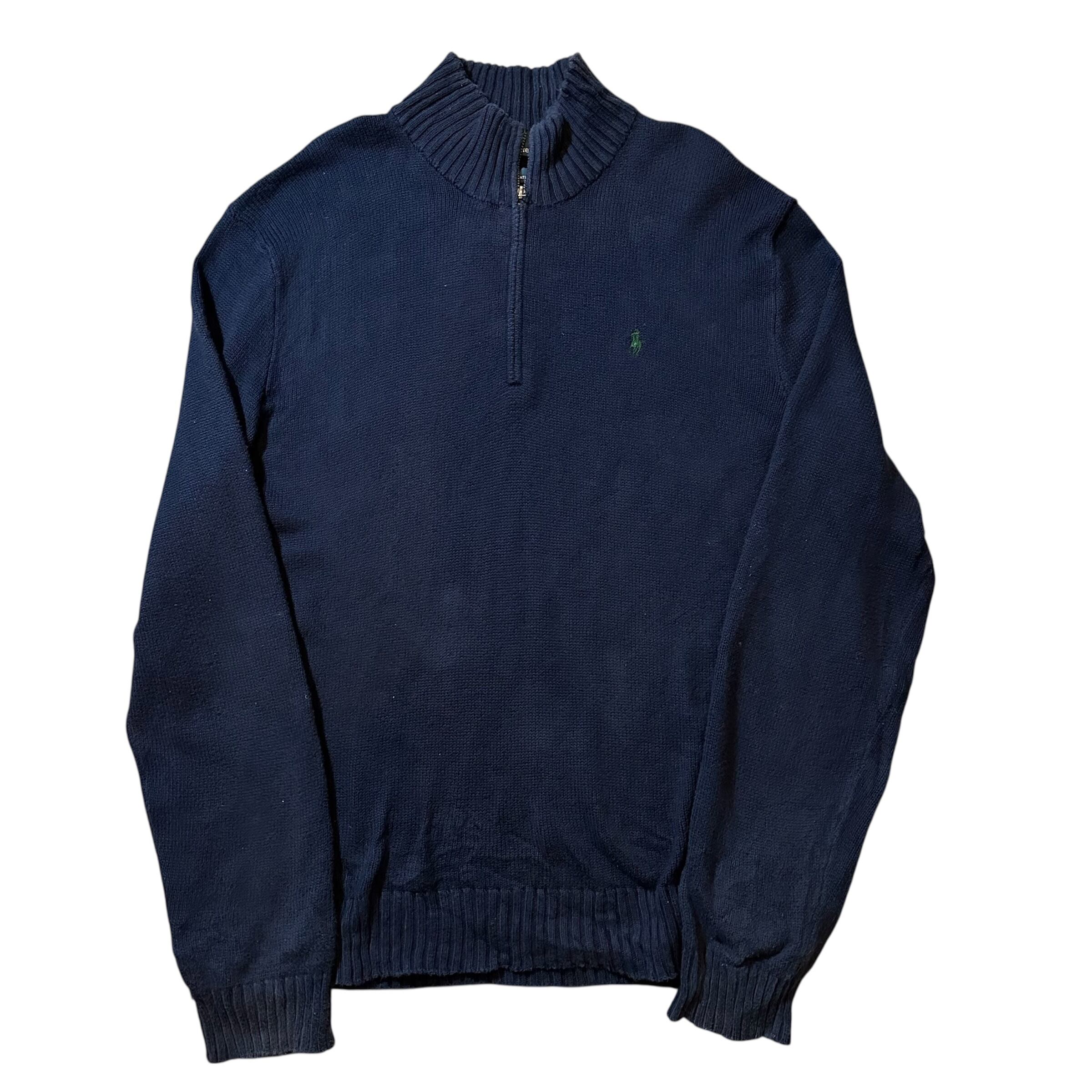 E844】90s polo by Ralph Lauren cotton knit half zip / 90年代 ポロ