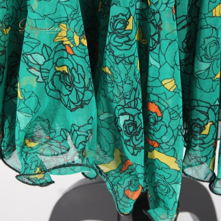 社交ダンス レッスンウェア 花柄 グリーン系 社交ダンス レッスンウェア 花柄 グリーン系