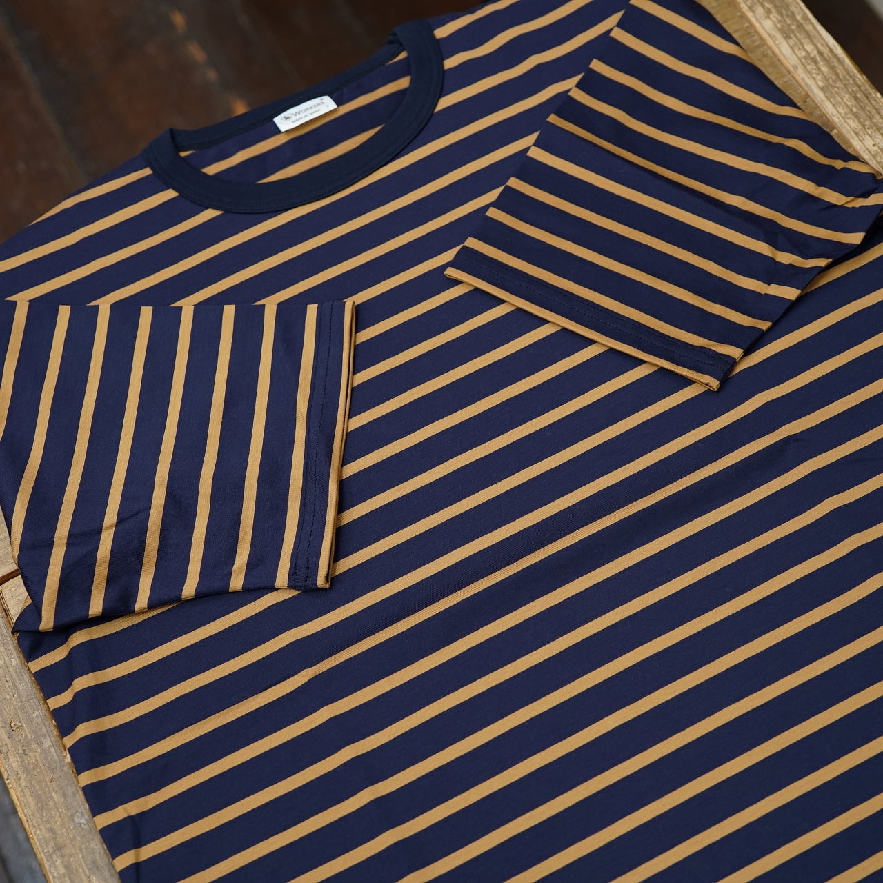 Workers(ワーカーズ) ボーダー 半袖カットソー ネイビータビー