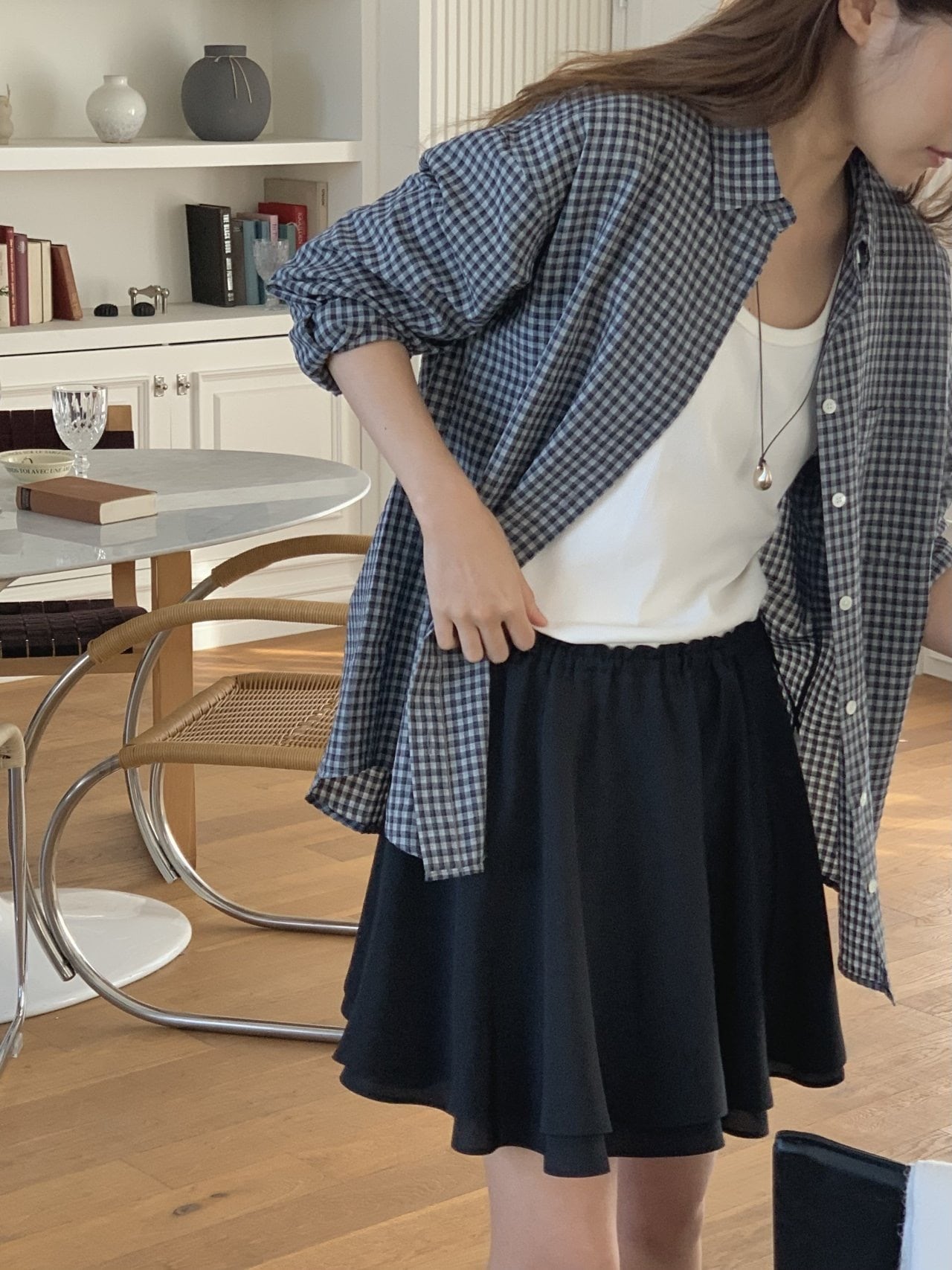 (予約) verveine / Ruen soft check shirt