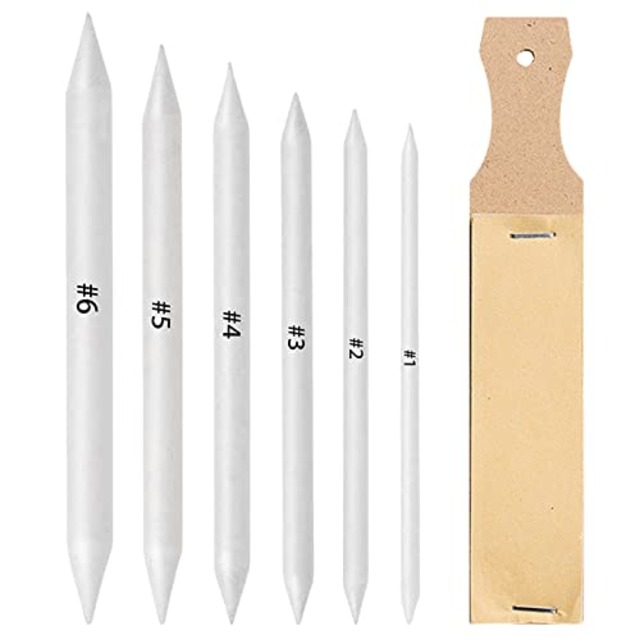 LIANHATA 擦筆 さっぴつ 7個セット 6サイズ ＃1＃2＃3＃4＃5＃6 両頭タイプ 描画ツール 美術 画材 スケッチ デッサン イラスト 鉛筆画 木炭画 パステル画 芸術用品 便利 (A)