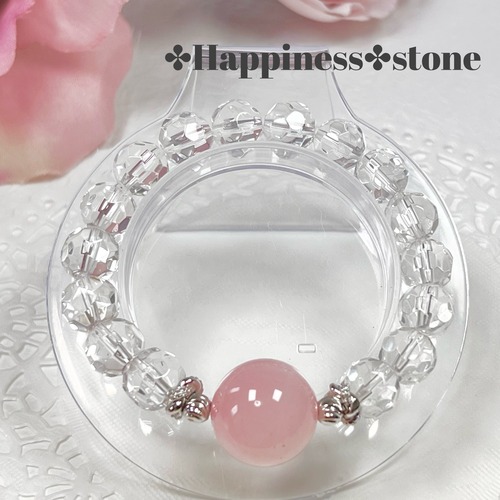 【大玉 ローズクォーツ ブレスレット】天然石 パワーストーン デザインブレス