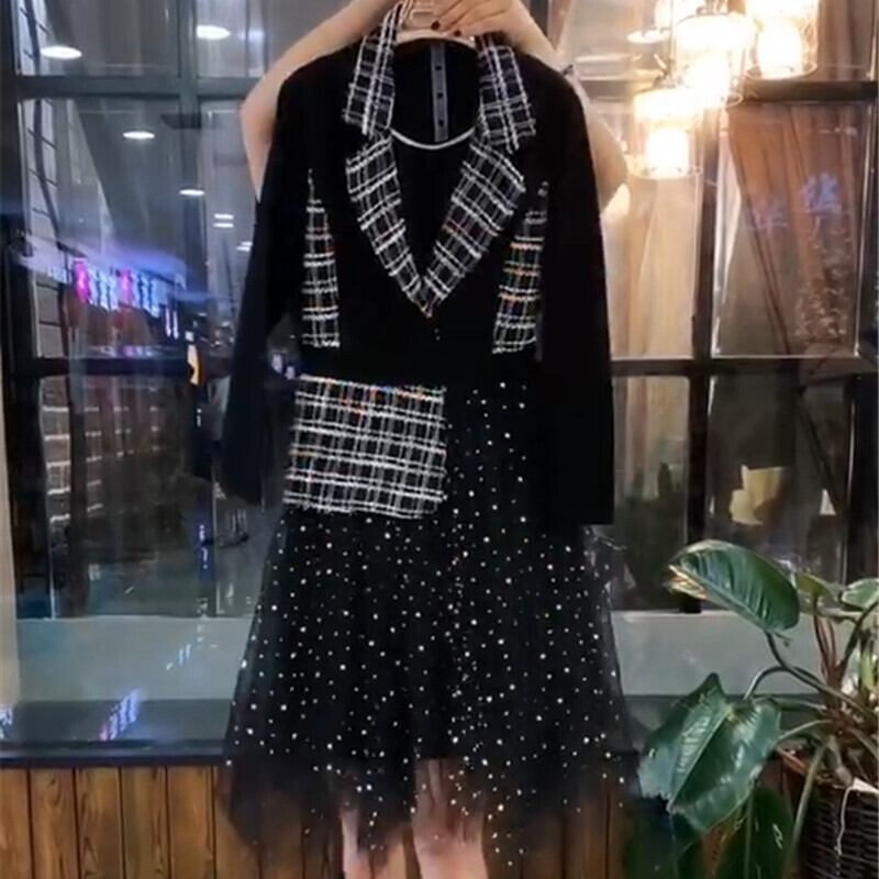 2020年秋新しいビッグサイズのファットシスターウェアドレス、明るいシルクの不規則なスカートは薄くて西洋的です ミックスインファッション84124210582