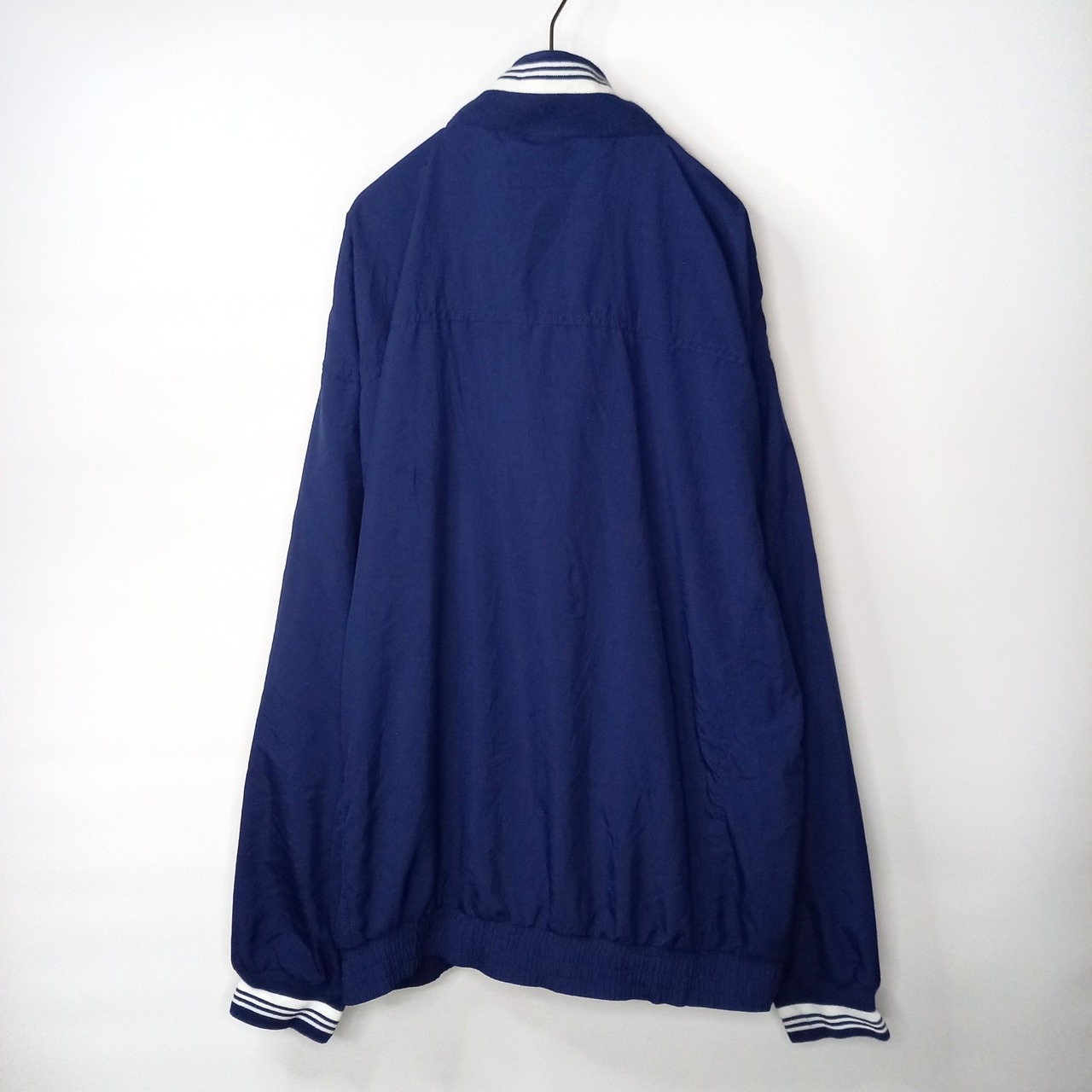 00s　アディダス　フルジップ　ナイロン　ジャケット　刺繍ロゴ　総メッシュ　紺