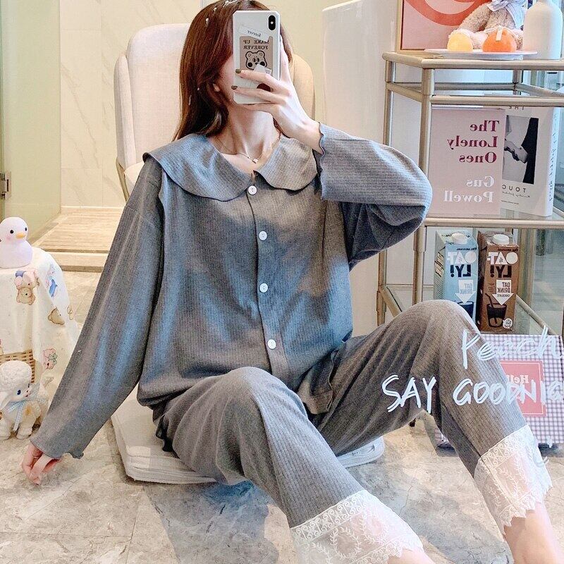 【新作】【送料無料】 2021年春のコーマ綿マタニティ看護パジャマセット授乳パジャマ服妊娠中の女性妊娠中のホームウェアスーツ コットン スプリング 春物 AL expec434494674997