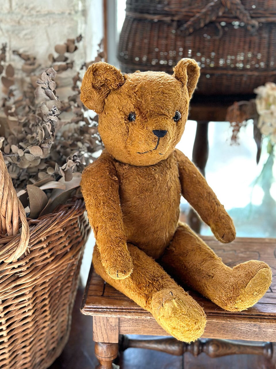 英国アンティークテディベア/くまのぬいぐる/熊オブジェ/ブラウン茶色