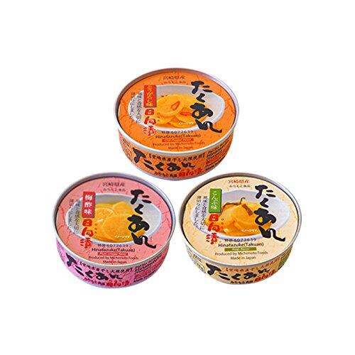 【在庫のみ】たくあん缶詰め3種6食セット(とうがらし、梅酢、こんぶ)