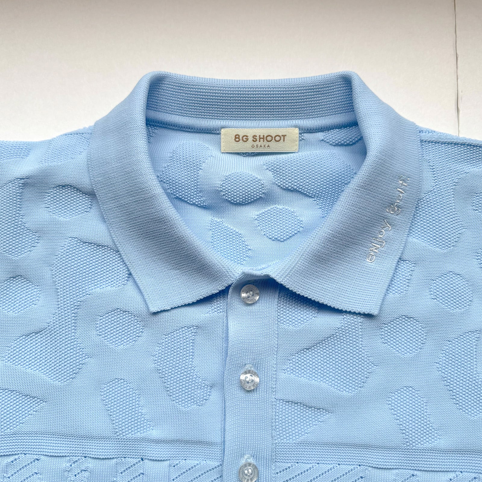LOGO JACQUARD KNIT POLO -LIGHT BLUE- | 8G SHOOT WEBSTORE