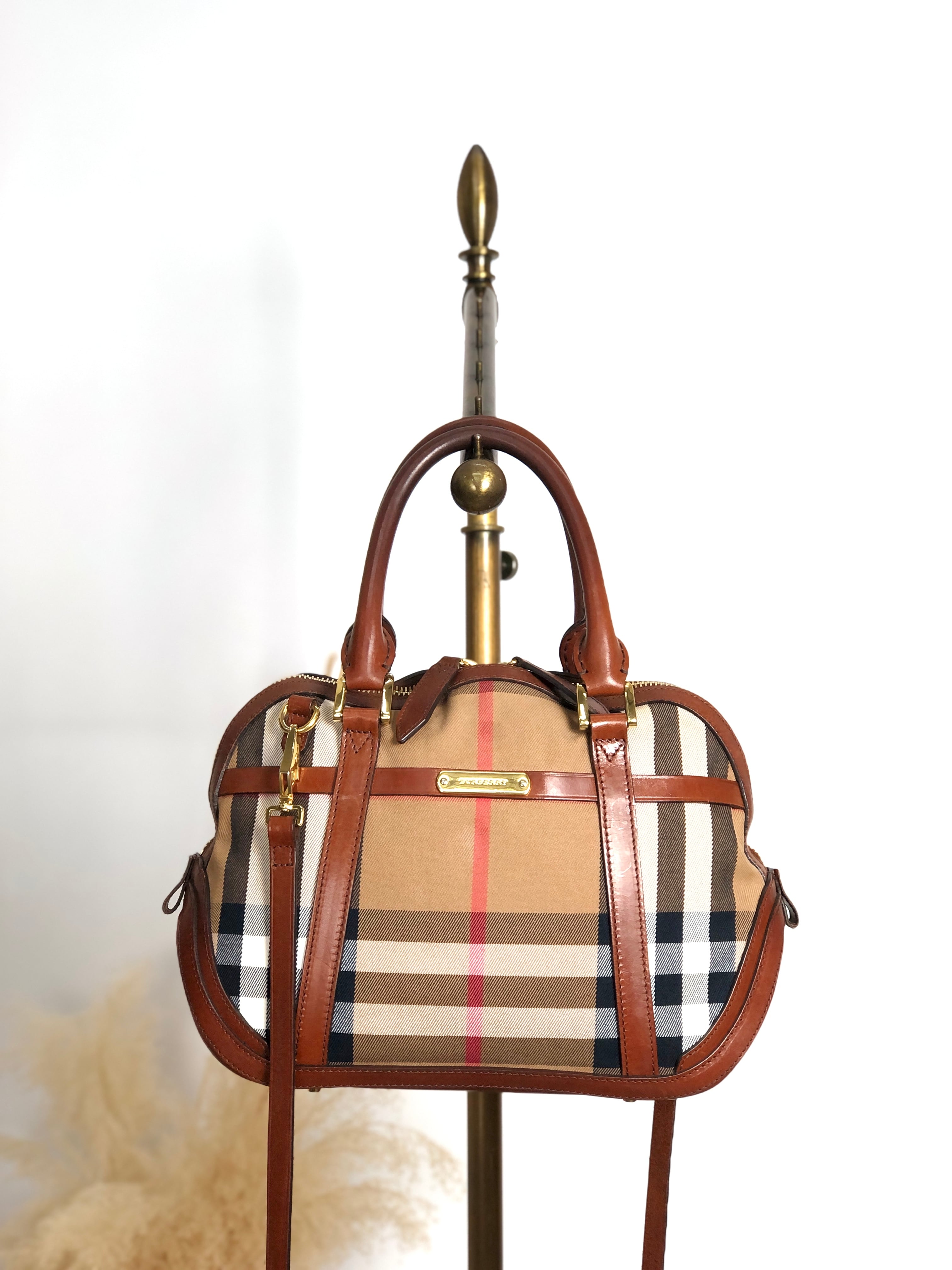 BURBERRY バーバリー チェック ショルダーバッグ ブラウン ロゴ キャンバス レザー 2way ブガッディ vintage ヴィンテージ オールド xuyjae