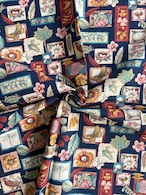 フランス コットンファブリック 鳥 蜜蜂 どんぐり シャンピニオン他 ボタニカル 総柄 カルトナージュ スツール バッグ ポーチ