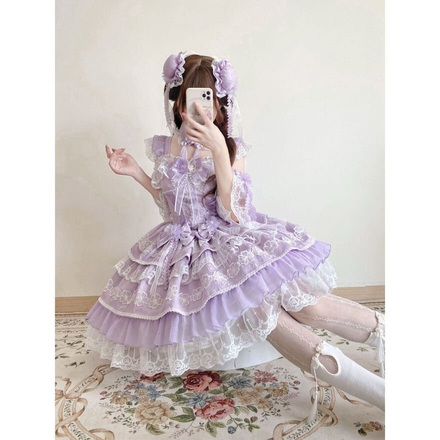 プリンセスロリータ ドレス｜豪華フリル＆レース多層ドレス（ピンク