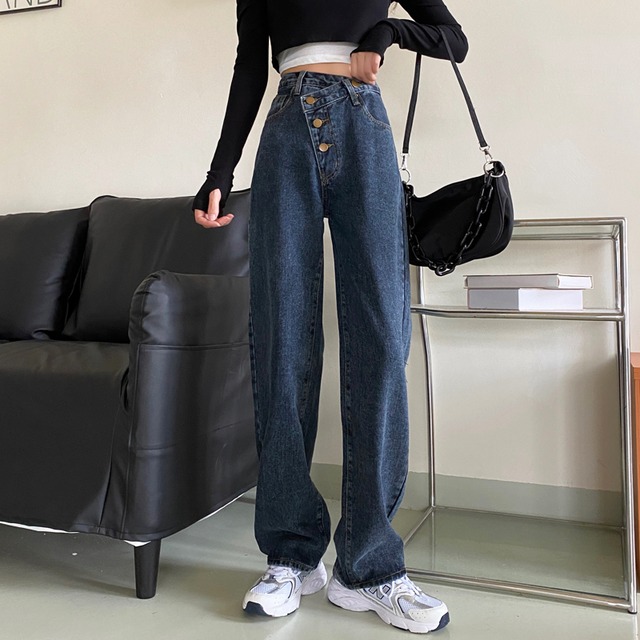 スプリングオータムハイウェストウェストジーンズ ルーズパンツ ストリート 春物 秋物 試着室42639960596