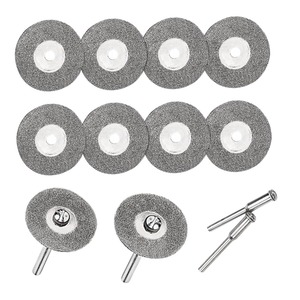 【新着特価】ミニダイヤモンドカッター ディスクカッター 直径22mm 10枚入り 2.35mm軸2本付 3mm軸2本付カッティングディスク ダイヤモンドビットブレードセット ミニルーター ルーター リューター用 シルバー (丸穴なし)