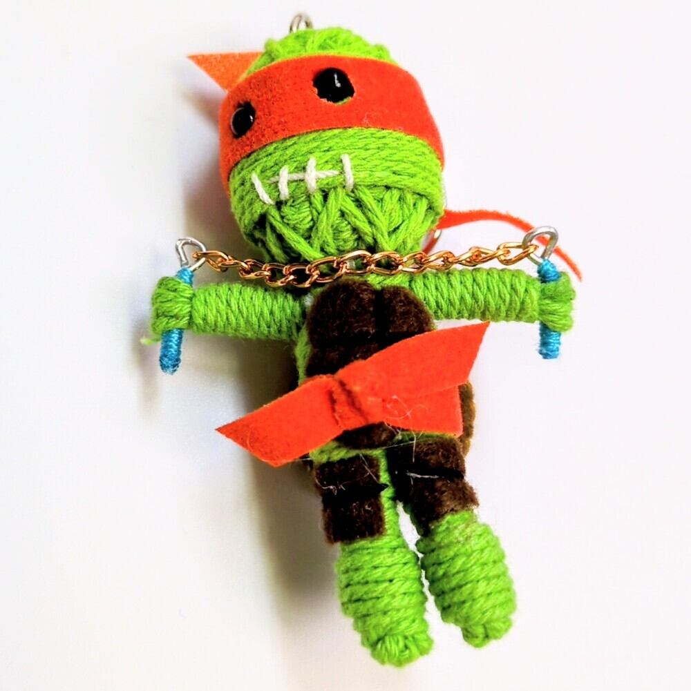 再入荷！☆【 Teenage Mutant Ninja Turtles ( ティーンエイジ ミュータント ニンジャ タートルズ ) オレンジ ミケランジェロ 】 Voodoo doll KeyHolder / ブードゥー人形 / 身代わり人形 /お守り人形  〚アメリカン雑貨 アメトイ〛
