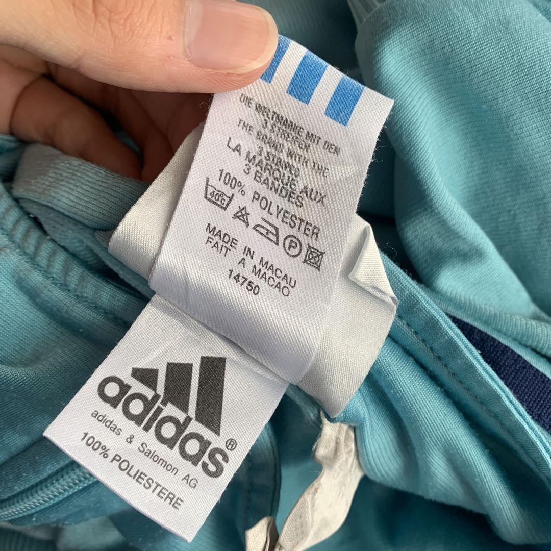 80～90s 水色 adidas 銀タグ万国旗タグトラックジャケットジャージ刺繍