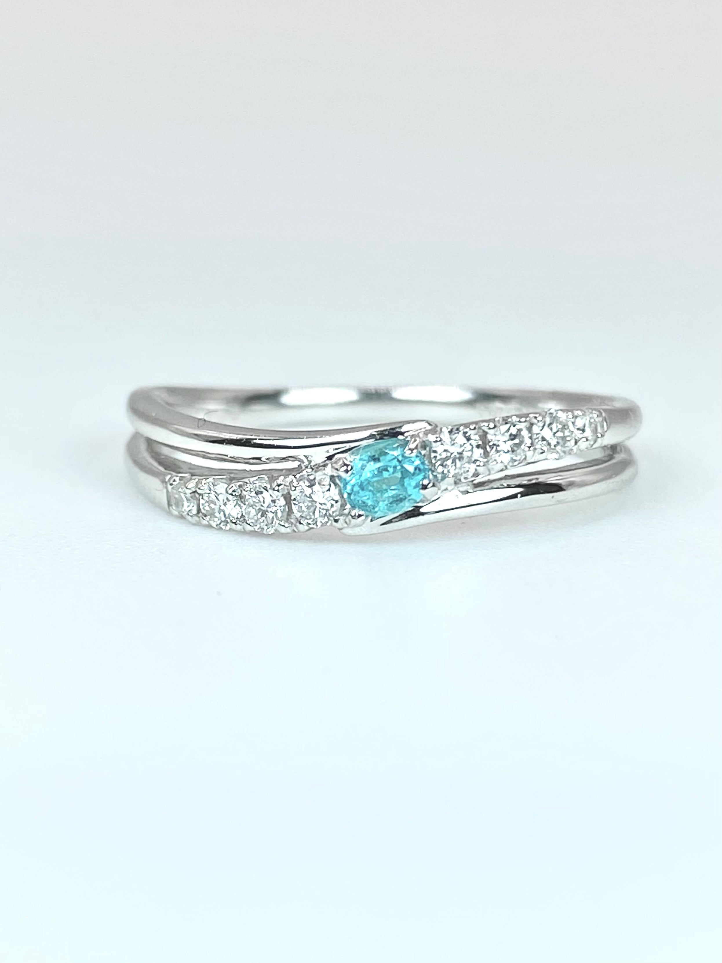 パライバトルマリン 0.08ct / ダイヤモンド 計0.14ct Pt900 リング 12