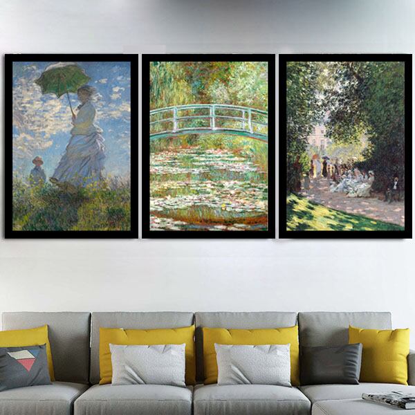 絵画　ウォールデコレーション　値下げ可 単品 33×43cm アートパネル 枠付きフレーム絵画 クロード・モネ 水彩画