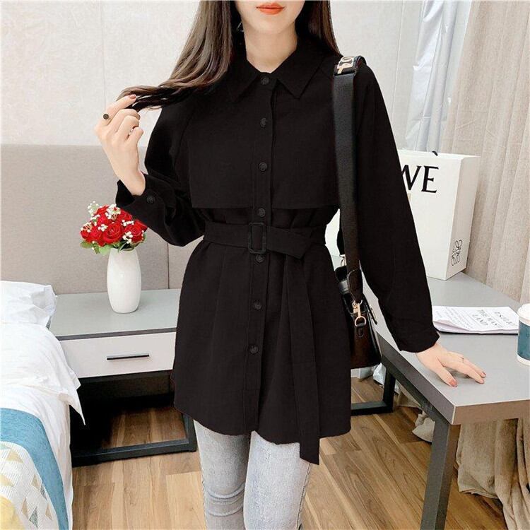 軽く羽織れる万能アウター ウインドブレーカー 中・長セクション コート ギャザリング