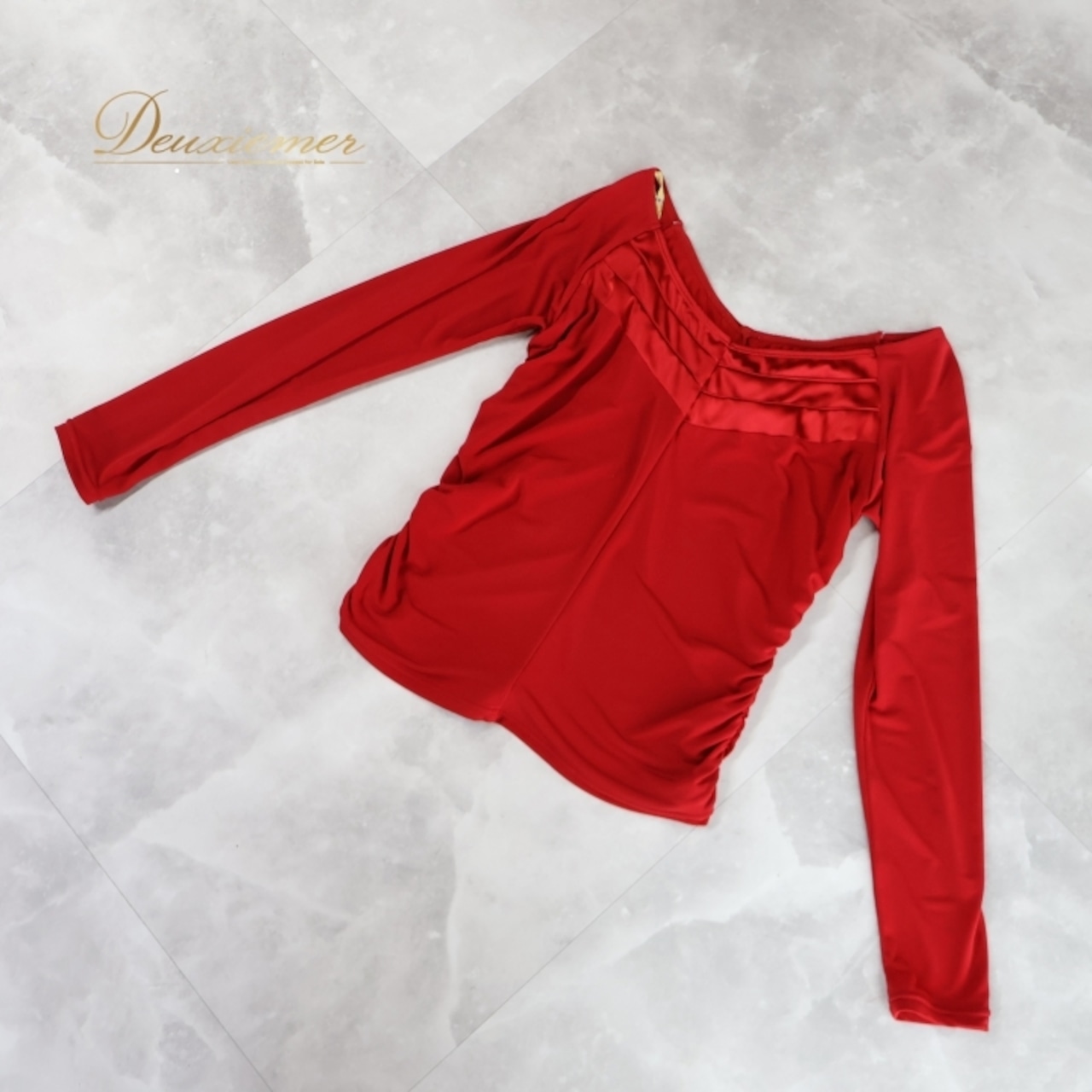 社交ダンス 衣装 トップス ブラウス レッド系 チャコット Chacott 練習 レッスン 無地 シンプル 長袖 赤 上品 伸縮 ストレッチ かわいい パーティー イベント ステージ ダンス衣装 鮮やか