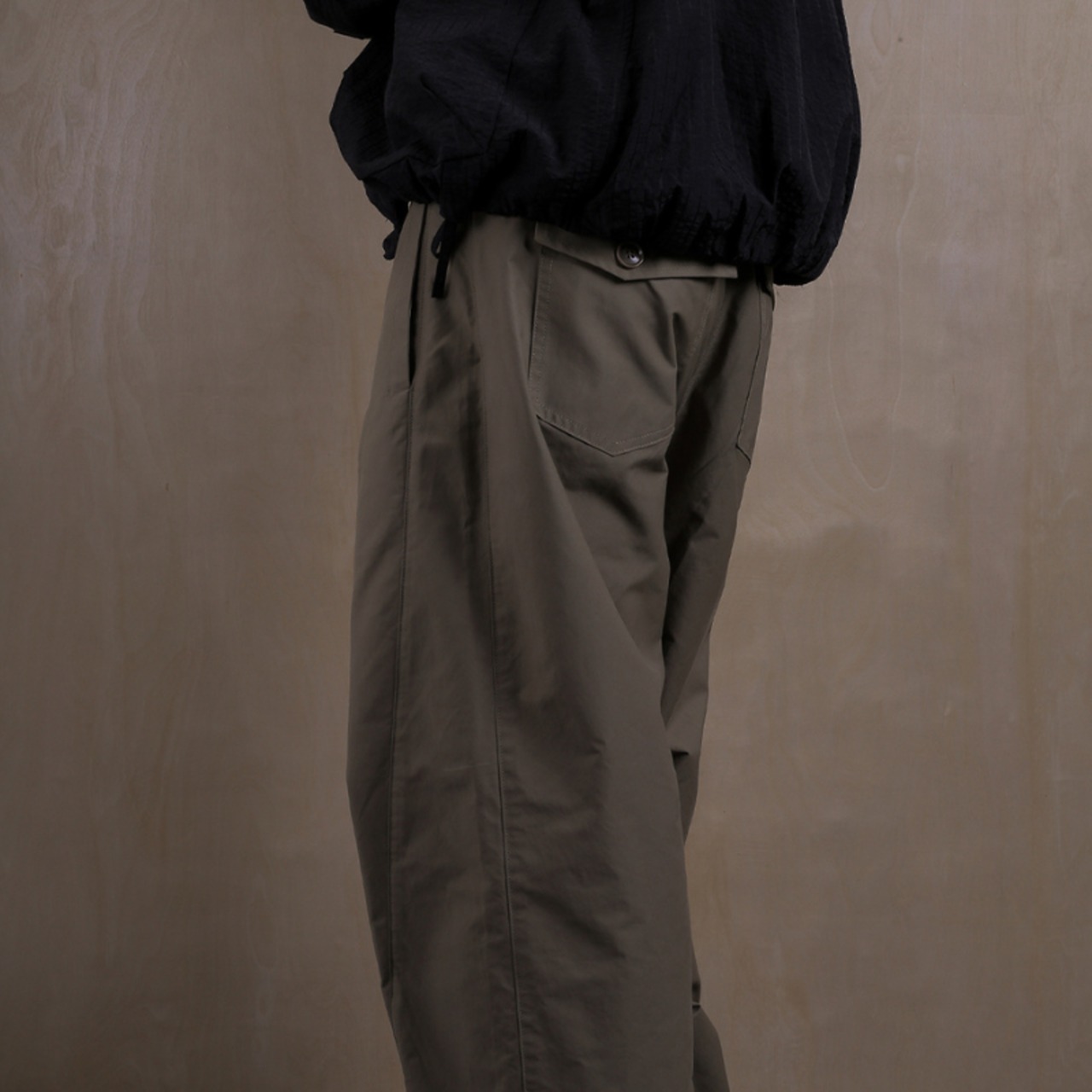 プリットデザインルーズストレートカジュアルパンツ　0810