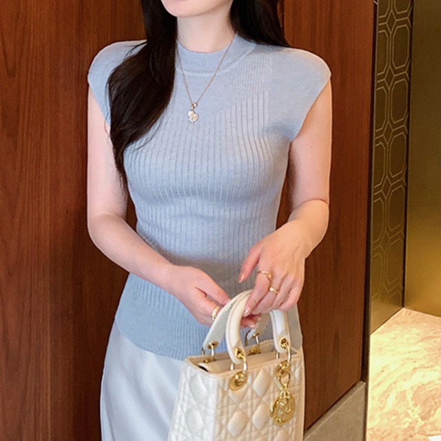 リュクスフィット・リブニットトップス　W00153