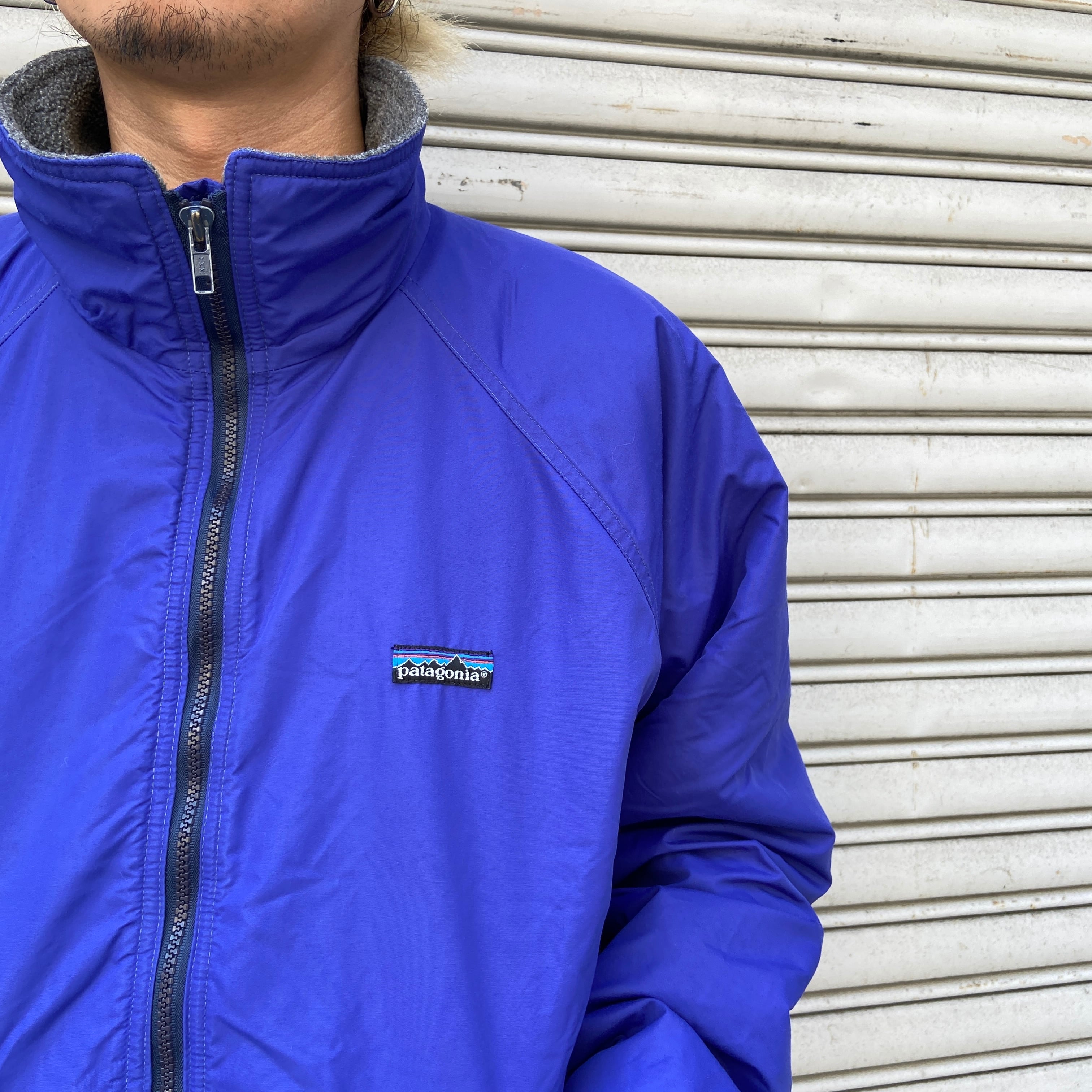 80s USA製 パタゴニア シェルドシンチラジャケット 三角タグ L ブルー