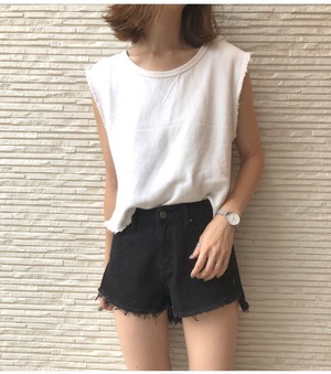 black denim short pants