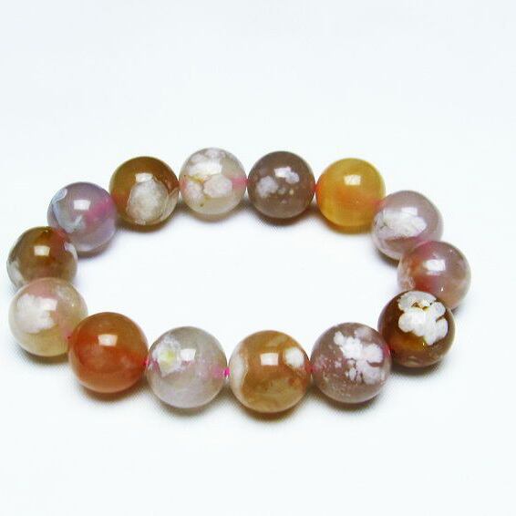チェリーブロッサムアゲート ブレスレット 桜瑪瑙 15mm [M便 1/10] 111-24543