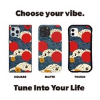受注生産 iPhoneケース 赤い丸花のナイト民芸柄｜花モチーフ FMSY031C