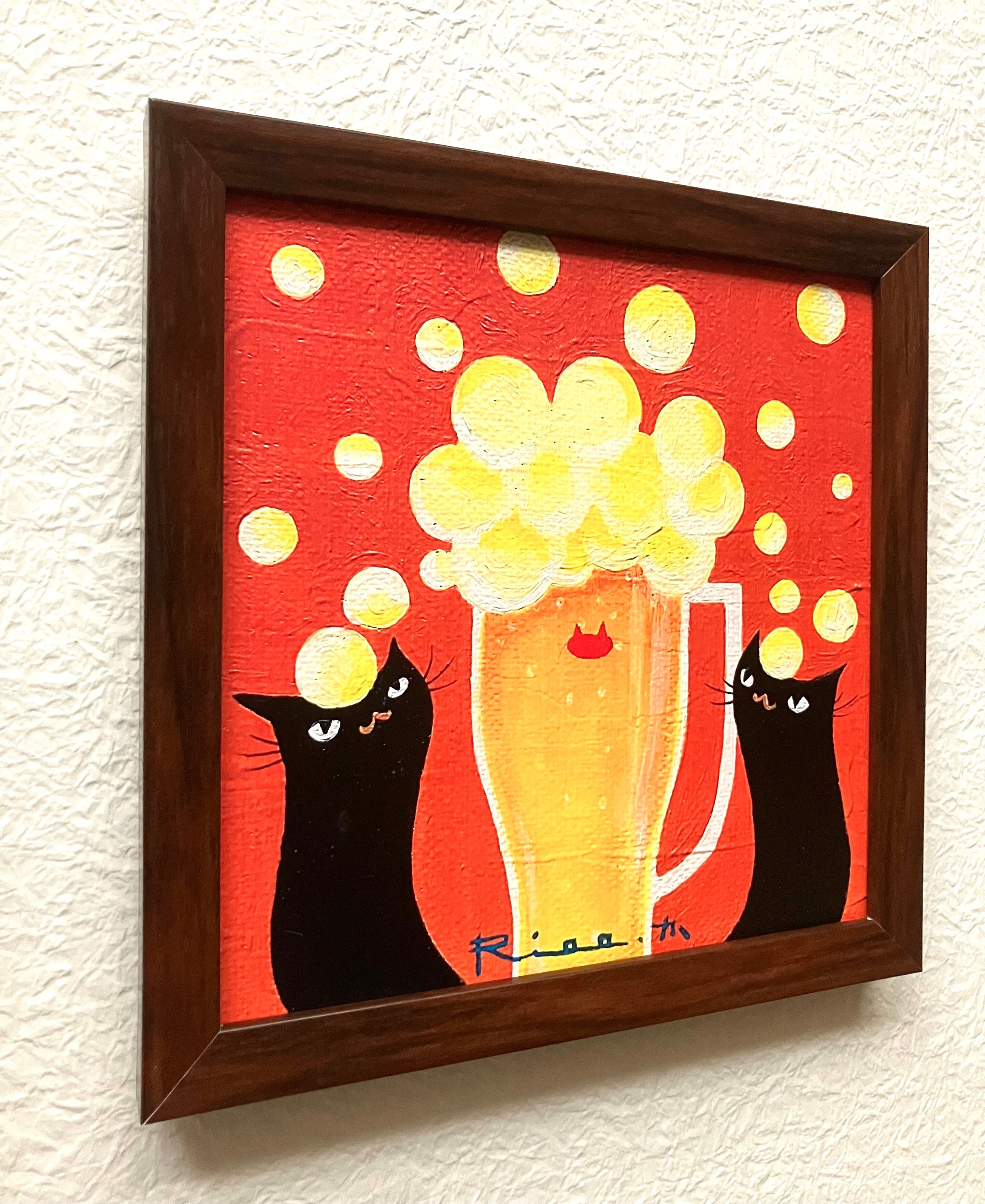 絵画 美術複製画 泡泡ビール ／ 15角額装複製画 アートポスター | Riee .か