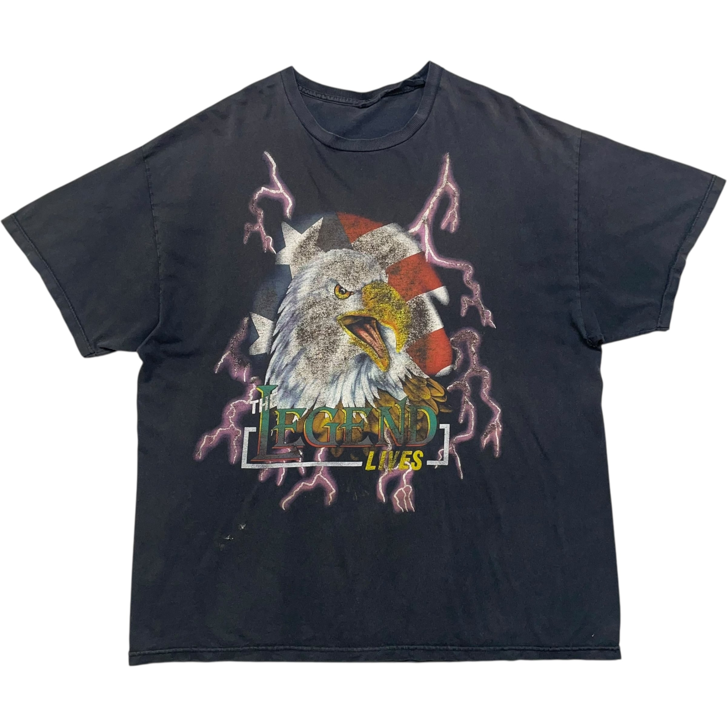 《XXL》 American Thunder アメリカンサンダー Tシャツ イーグル サンダー 両面プリント ブラック no.7449