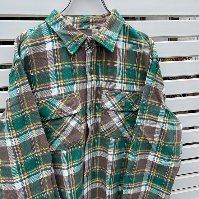 【Lサイズ】AVIREX U.S.A 厚手生地 チェック柄 ネルシャツ