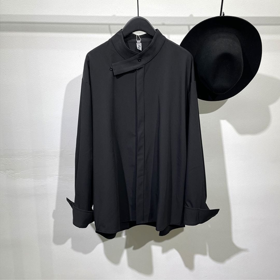 Asymmetrical collar Loose-fitting shirt