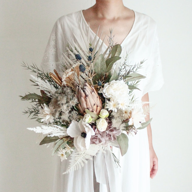 【再販】Rustic Protea Bouquet＆Boutonniere