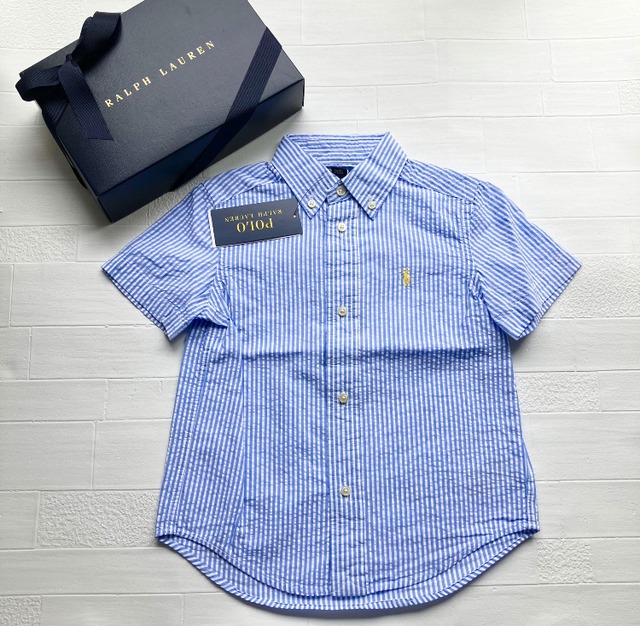 【100/110cm】キッズ（男の子）ストライプシャツ