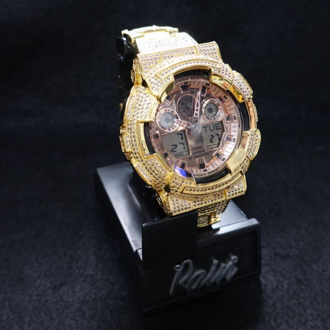 G ショック GA100 ゴールド フル カスタム メタリック モジュール | RAIN
