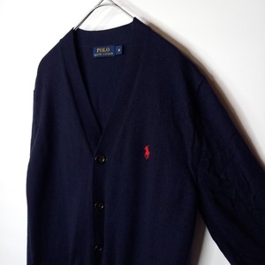ポロラルフローレン　Vネック　メリノウール　カーディガン　ニット　無地　刺繍ロゴ