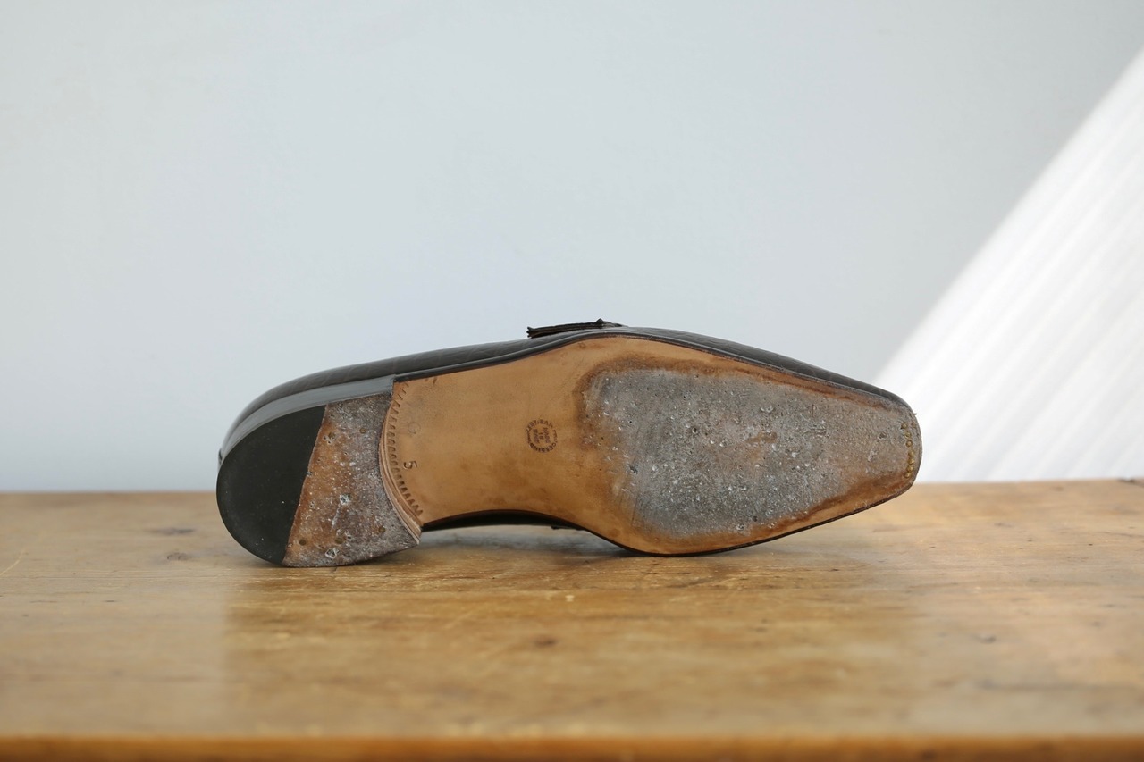 【ARTIOLI】アルティオリ 本クロコ シングルモンクストラップシューズ ダークブラウン Size:5