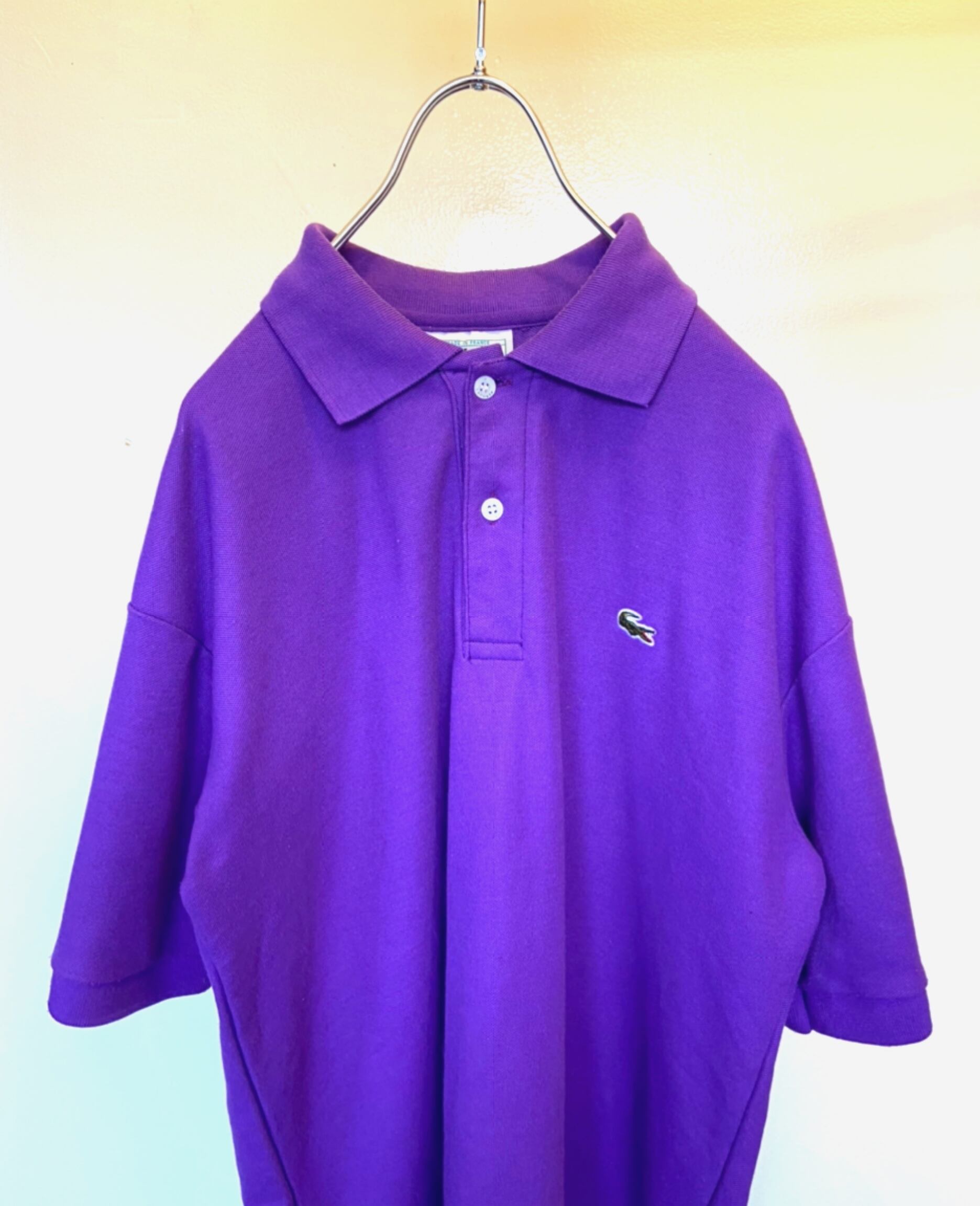 90s 古着 美品 LACOSTE/ラコステ ポロシャツ フランス製 XL 刺繍ロゴ入りシャツ