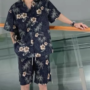 ハワイアン柄プリント半袖シャツ（別売りでセットアップのショーツあり）　0757