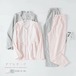 ガーゼ パジャマ レディース ルームウェア パンツ 春 秋 ガーゼコットン キーネック フリル チェック 春秋 長袖 ダブルガーゼ 2重ガーゼ 綿 部屋着 セットアップ 2点セット ナイト 寝間着 寝