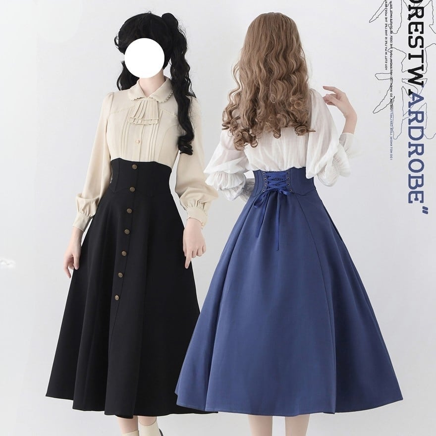 森のwardrobe 控えめロングスカート ハイウエスト Forestシリーズ