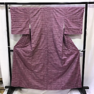 正絹・紬・紫地・着物・No.200701-0551・梱包サイズ60