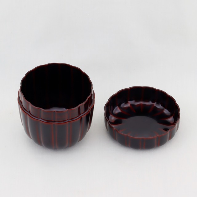 1913  輪島塗　菊形棗／乾漆造り／溜塗