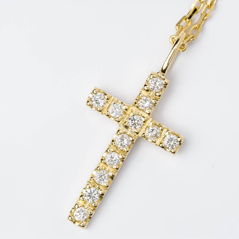 K18金 0.30 ct Diamond Cross ネックレス